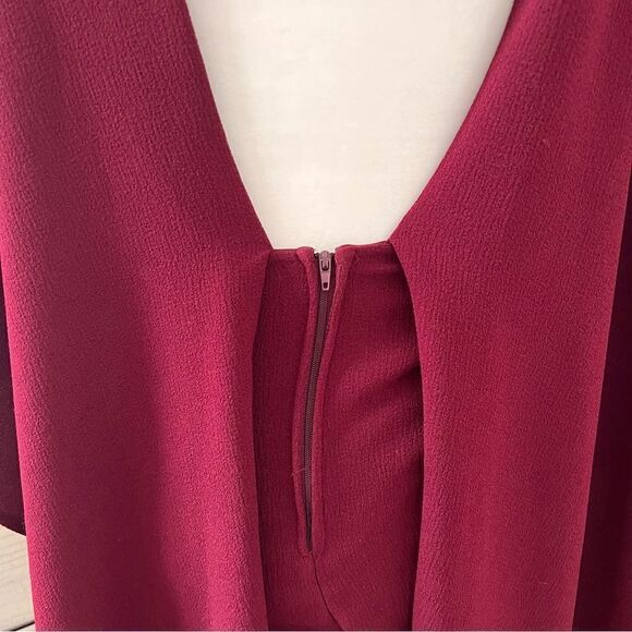 Lulus Burgundy Backless Mini Cape Dress - Picture 7 of 8